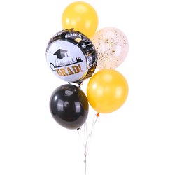 Graduation Classic Gold Black Balloon Bunch